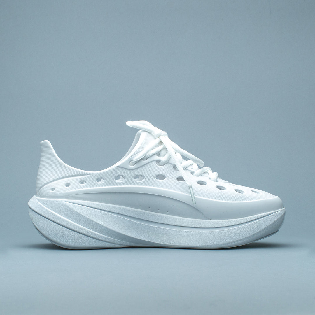 Medial view of white Somexc recovery sneaker#color_white