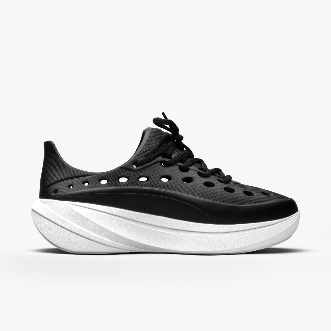 Medial view of black/white Somexc recovery sneaker#color_black